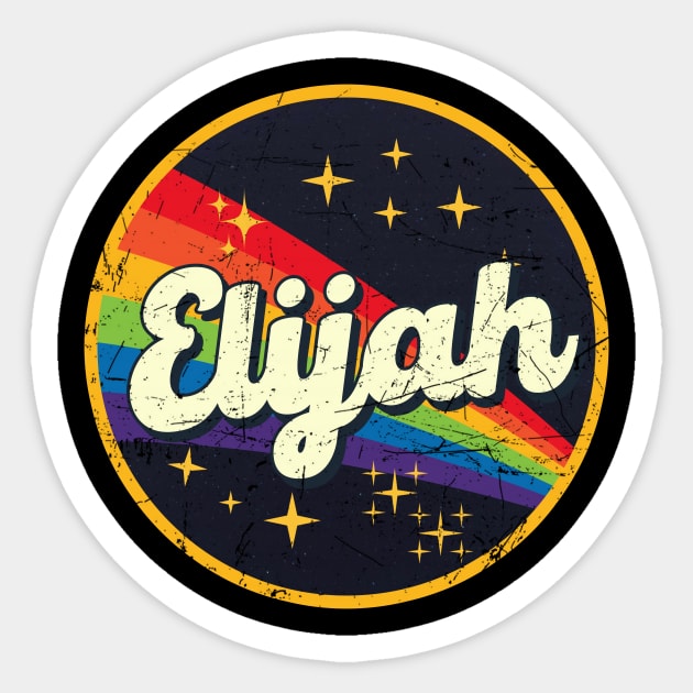 Elijah // Rainbow In Space Vintage Grunge-Style Sticker by LMW Art